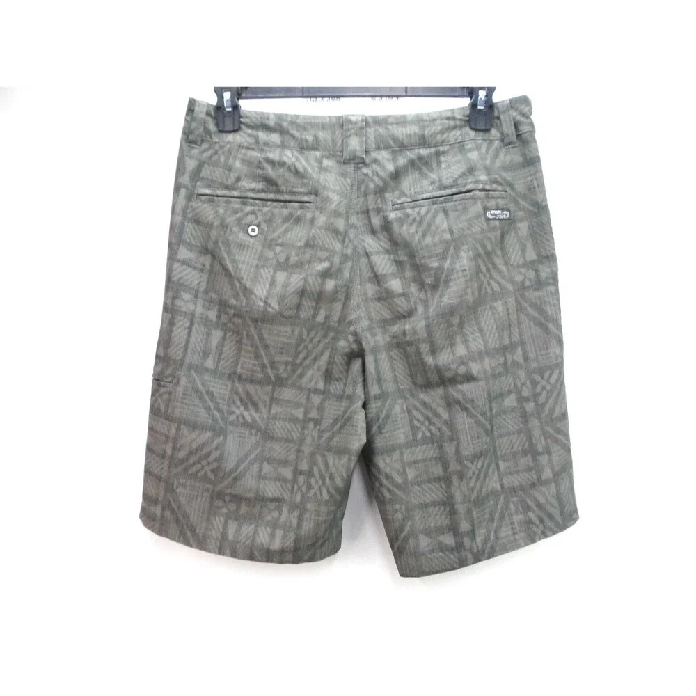 Crazy Shirts Mens Hybrid Shorts Size 33 Grey Tribal Print Coconut Poly Blend
